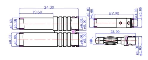 Conector de bala dorada de 4 mm con cubierta protectora para botes y aviones RC de 10 pares 3