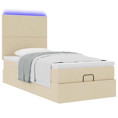 Fasba Ottoman-Bett mit Matratze & LEDs Creme 80x200 cm Stoff, Polsterbett Doppelbett Stilvolles Funktionsbett mit hydraulischem Stauraum3313883 – Bild 7