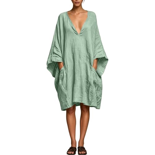Robe coupe ample et manches chauve-souris en tissu respirant pour l'été