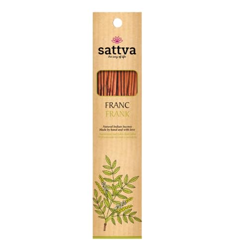 Sattva Ayurveda Frankincense Olibanum Incense Sticks Premium Quality - Natural Incense Sticks for Relaxation - Warm Resinous Fragrance, Hand Rolled - 15 Sticks 30g