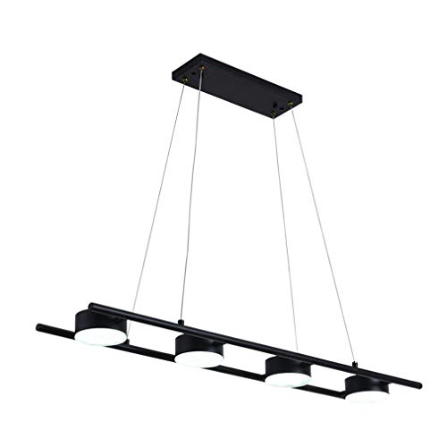 Preisvergleich Produktbild L93cm LED Pendelleuchte Modern Kronleuchter Esszimmer Studierzimmer Wohnzimmer Büro Hänge lampe 4 Köpfe Schwarz Hängeleuchte 360 ° drehbarer Lampenschirm Schreibtisch Esstisch Lüster 28W weißes Licht