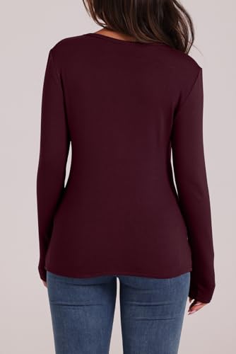 Wiholl Sweatshirt For Women Lightweight Crewneck Sweaters Long Sleeve Thermal Shirts Fall Winter Warm Tunic Tops Y2K Wine Xl thumb #4