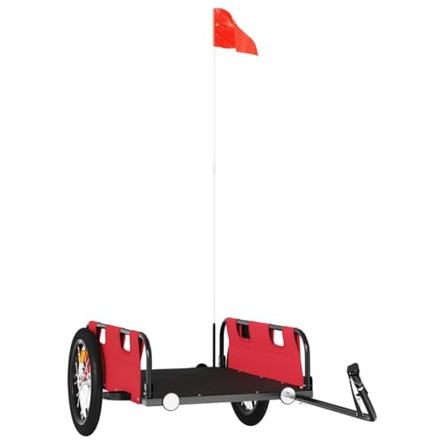 vidaXL Remolque para Bicicletas, Remolque de Carga, Carrito para Bici, Remolque para Maletas Plantas Herramientas, Hierro Tela Oxford Rojo