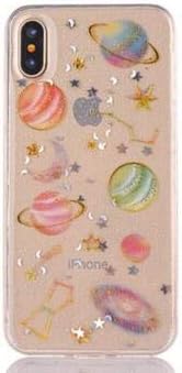 Blingy's iPhone XR Case, Women Girls Cute Sparkling Bling Glitter Shiny Planets Style Transparent Soft TPU Protective Clear Case Compatible for iPhone XR 6.1 inch (Clear Planets)