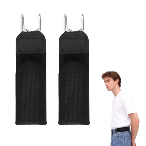 DOINEUFL Cinturón sin hebilla de 2 piezas - Cinturón sin hebilla con gancho de metal, cinturón táctico ajustable, cinturón elástico invisible sin hebilla para hombre y mujer, Negro , Talla única