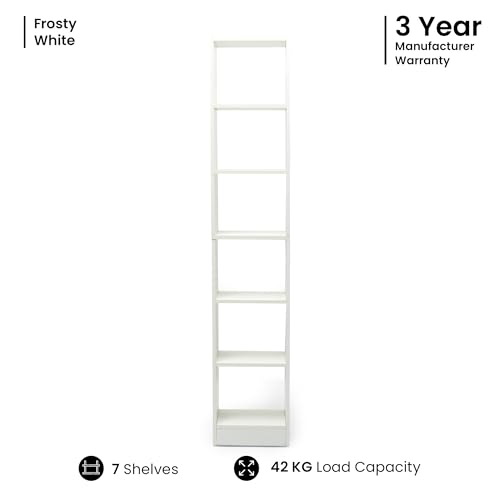 Image of Green Soul Alba 7 Shelves Engineered Wood Book Shelf | Multipurpose Wooden Bookshelf for Home, Bedroom, Living Room, Study Room, Kids Room | Organizer | Storage | 3 Year Warranty (Frosty White)