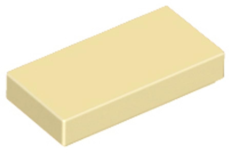 LEGO Tile 1x2, Part 3069, Building Block Component (Tan, 10, Bricks)