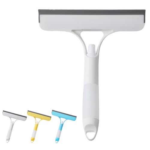 3 in 1 Spray Window Squeegee Cleaner Scraper – 2025 New with Brush and Built-in Spray BottleAll-Purpose Shower Glass, Mirrors, Car, Home Window Cleaner Tool (White)