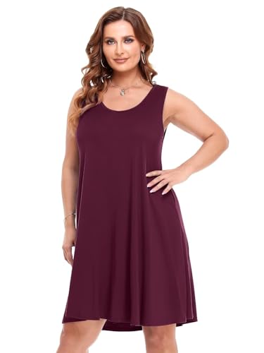 Image of BELAROI Women Plus Size Sundress Summer Casual Sleeveless Tshirt Dress Tie Dye Swing Tank Dresses with Pockets Beach Cover up