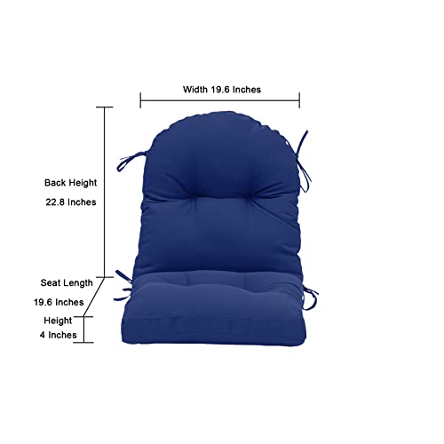 Image of QILLOWAY Tufted Outdoor Chair Cushion Set of 2, Waterproof 43x20x4 Inch Non Slip Replacement Pad for Wicker Lounge Patio Furniture, Navy