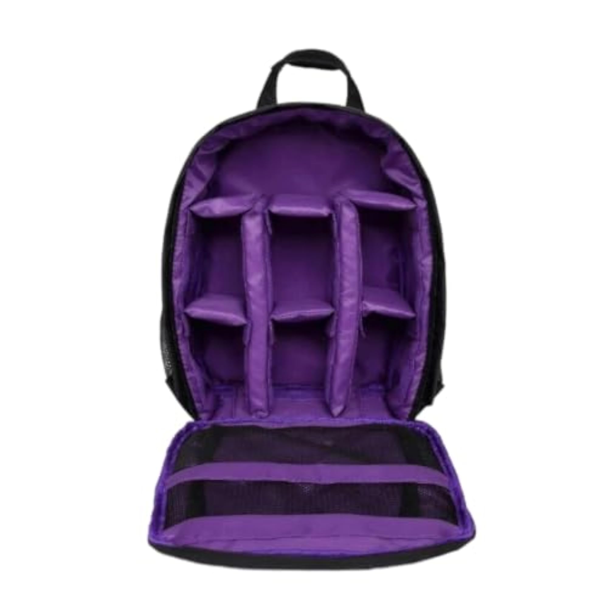 Camera Backpack with Mesh Pocket, Padded Storage, Purple