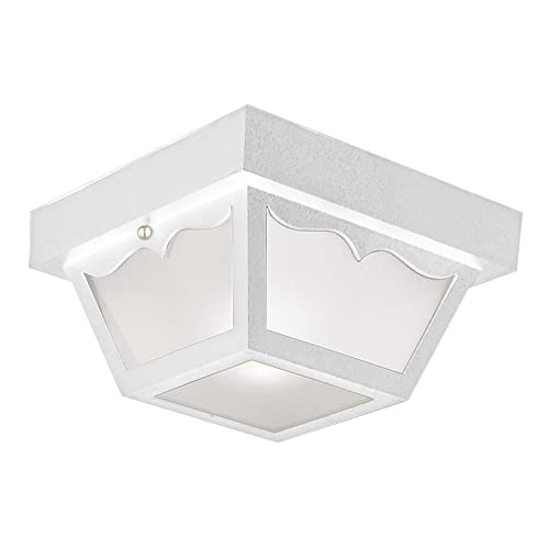 Design House 501858 Traditional 2-Light Outdoor/Indoor Ceiling Light Dimmable with Frosted Glass for Porch Entryway Patio, White by Design House - Used condition - US$20.53