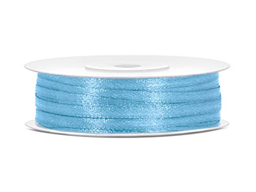 Nastro Raso Poliestere Confezione Regalo 6/12/25/38/50/100 mm x 25 m (Taglia 25mm x 25m - Colore Blu