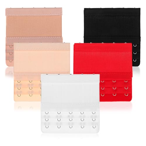 Didiseaon Djustable Bra Hooks 5 Pack Bra Back Buckles Stretchy Bra Extensions for Women Gentle on Skin Easy to Use Bra Parts Replacement Bra Back Hooks