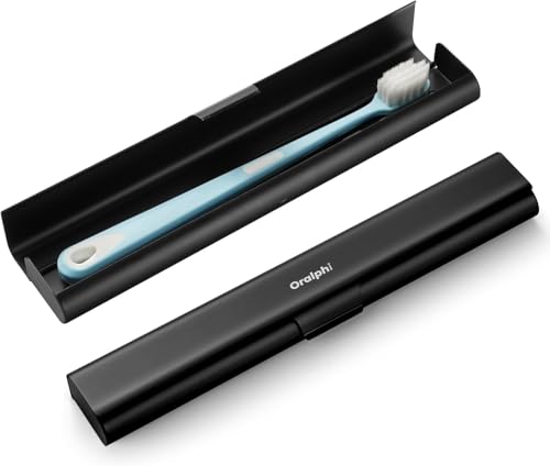 Oralphi Alu-Zahnbürstenetui, Tragbares Reiseetui aus Aluminium für Handzahnbürsten – Leicht, Hygienisch & Langlebig, Ideal für Reisen, Camping, Business & Badezimmer-Schwarz 1