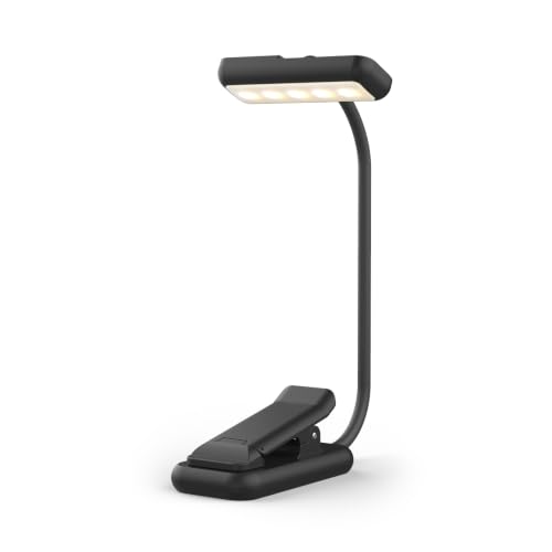 GRIFEMA Luz de Lectura para Libros en Cama, Lámpara Libro con Cabezal Giratorio de 180° y Pinza de Silicona, 10 LED Recargable USB-C, 3 Modos de Color y Atenuación 100-5%
