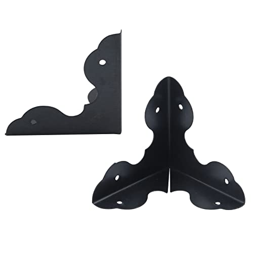 Image of Antrader 24Pcs Case Box Corners Triangle Metal Cabinet Corner Protector Edge Safety Guard for Furniture Decor 1-1 /4 inch x 1-1 /4 inch, Black