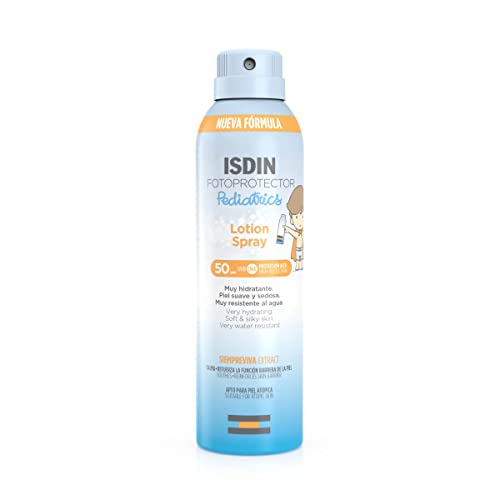ISDIN Fotoprotector Pediatrics Lotion Spray SPF 50, Protector Solar Corporal para Niños, Hidratante y Muy Ligero, con Extracto de Siempreviva, 250 ml