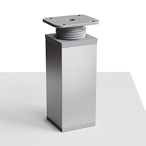 sossai® MFV1 designer furniture feet, height adjustable, set of 4, square profile: 40 x 40 mm, colour: aluminium - Image 2