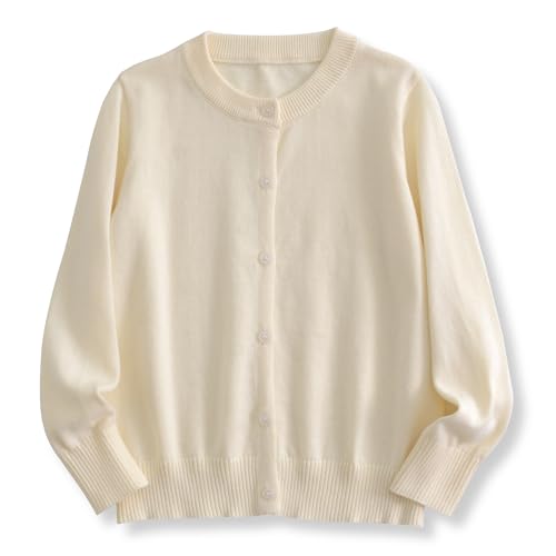 Image of ACESTAR Boys Girls Cardigan Sweater Cotton School Uniforms Solid Kids Long Sleeve Button Down Sweaters Knit Tops, 3T-12Years