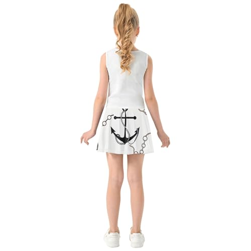 Black Anchors Chains White Athletic Shorts Girls Skorts Toddler Tennis Skirts Dance Golf Pleated 3t4