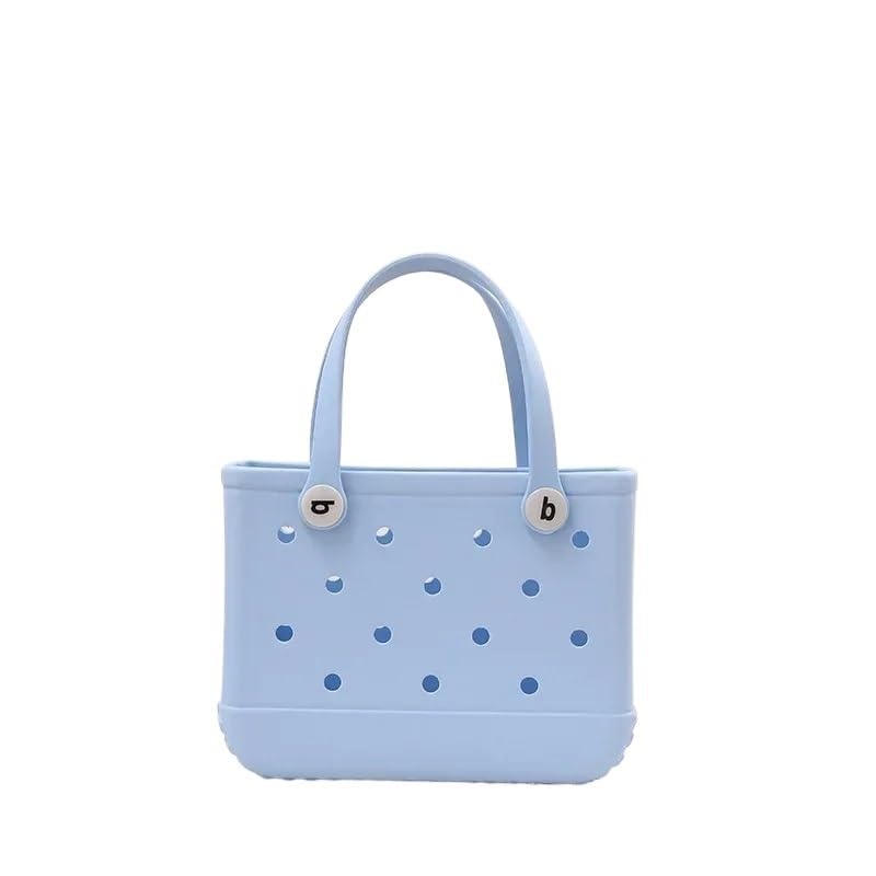 Bolsa Playa, Bolso Playa Mujer Cesta de almacenamiento de verano impermeable de EVA, mini bolso de playa for mujer, bolso de compras, bolso de mano de goma for picnic, monederos(Light blue)