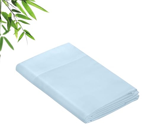 Image of Royale Linens Bamboo Viscose Twin Flat Sheets Only - Cooling Sheets - Organic Viscose Derived from Bamboo - Flat Sheet Only - Top Sheet - Breathable & Silky Bedding (Twin, Lake Blue)