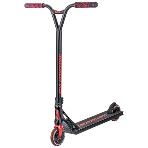 NKD Patinete de acrobacias, gas (negro y rojo) | Rodamientos ABEC-11 de alto rendimiento | Marco de aluminio ligero | Manillar ajustable de 360°