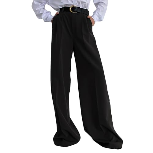 Pantalon de costume droit haut de gamme à taille haute pour femme