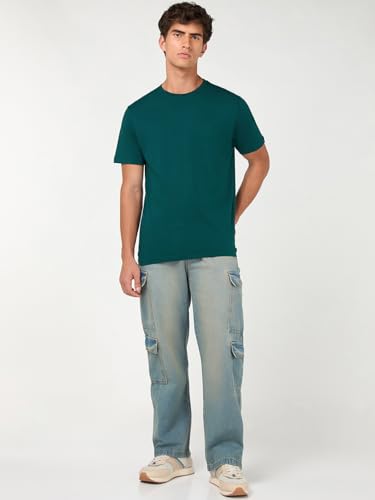Image of Bewakoof Men's 100% Cotton Solid Regular Fit Half Sleeve Round Neck T-Shirt | Tshirt for Men Cotton| Casual Wear | Street Wear