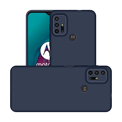 Image of Case Creation Liquid TPU Silicone Cover for Moto G20 Soft Case,Anti-Dirty Slim Case Frosted Matte Candy TPU Raised Bezel (Splash of Color) Back Case Cover for Motorola Moto G20 -Navy Electric Blue
