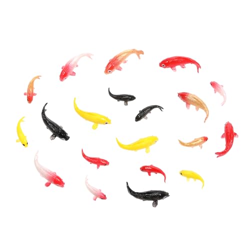 Tweruna 20 PCS Fake Mini Koi Fish Decor, Mini Fish Figurines Set Small Plastic Goldfish Little Fake...