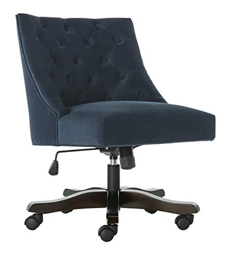 Safavieh Home Soho Navy Velvet Tufted Swivel Desk Chair - Image 3