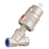 UNOX 1 inch (DN25) Stainless Steel Pneumatic Valve, Angle Seat Design, Normally Closed Steam Air Control, 3-8 Bars Fast Response Industrial Single Acting Valve with Threaded Connection