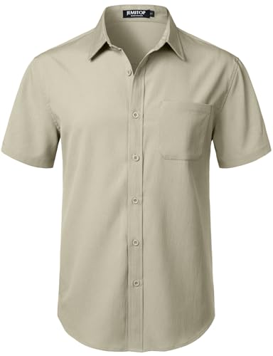 Image of JEMITOP Mens Stretch Wrinkle Free Texture Shirts