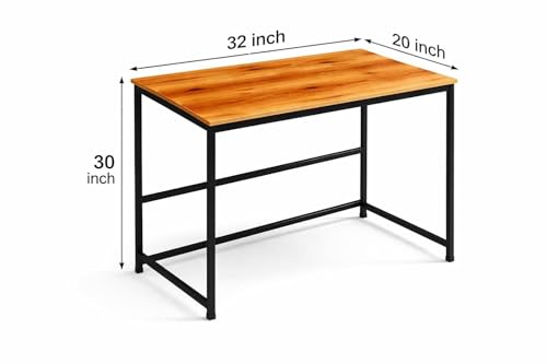 Image of Portable Wood & Metal Computer Desk | Foldable Modern Writing | Multipurpose Study Table Best for Home, School, Office Work & More | Ideal for Kids & Adults