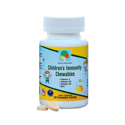 Image of Raise Them Well Kids Vitamin C and Immune Support + Kids Vitamin PDF | Citrus Flavored | 60 Chewable Tablets