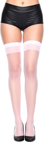 Image of ToBeInStyle Women's Sheer Banded Thigh High Socking w /Opaque Band