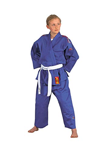 DanRho Judoanzug Yamanashi mit Schulterstreifen, blau, Größe:170 cm;Farbe:Blau