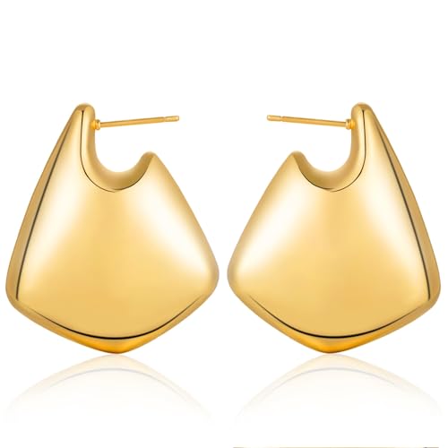 Irregular Designer Triangle Hoop Earrings for Women, Gold, Stainless Steel, European and American Style