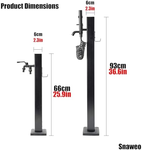 304 Stainless Steel Outdoor Water Column, Freestanding Garden Hose Stand, Square Water Dispenser Hydrant for Irrigation & Washing - Durable & Stylish (Black J)