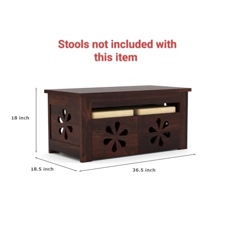 Image of Sheesham Wooden Coffee Table for Home, Office | Solid Wooden Center Table for Living Room, Meeting Room Center Tea Table, Solid Wood Sofa Side End Table in Flower- Walnut Finish