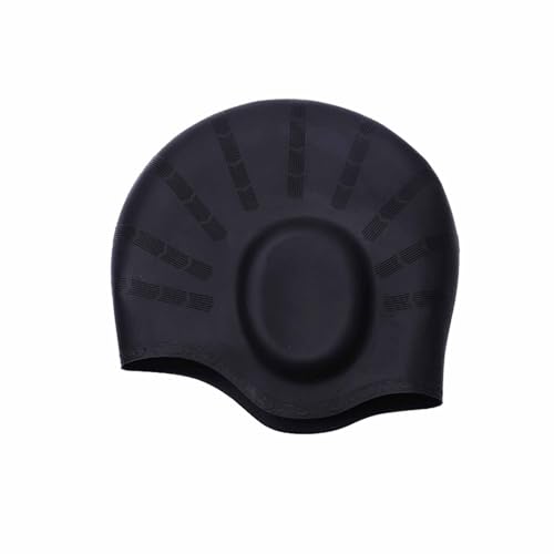 LERTREE 2 Pcs Silicone Swim Cap for Women Men Coverage Ears Protection Long Hair wimming Cap (Black+Pink) by LERTREE - Image 3