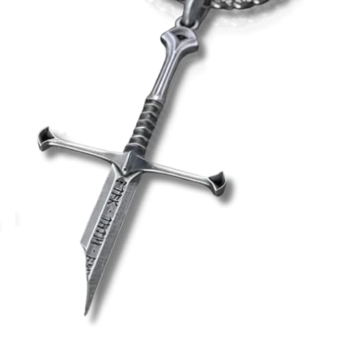 RACA Sterling Silver Narsil Sword Necklace  The Legendary Lord Power Pendant, King Elendil Sword Necklace, Aragorn II Elessar Broken Sword Jewelry, Gift for Him, Fantasy Pendant