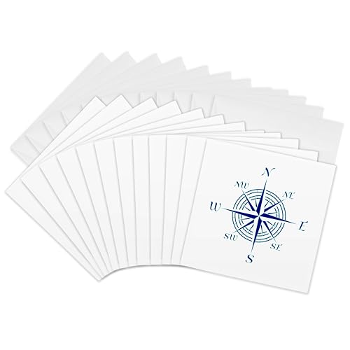 Cartes de vœux boussole sur le thème voile et océan, papeterie marine 15,2 cm