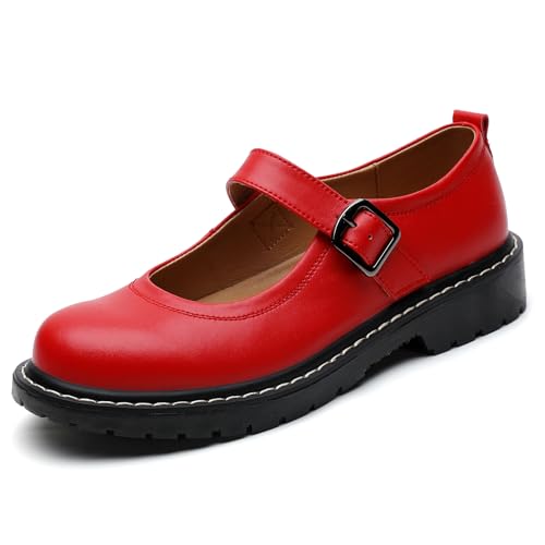 Image of Mary Jane Shoes Women Mary Janes Mary Jane Flats Comfortable Flat Leather