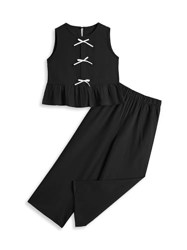 Girls&rsquo; Sleeveless Bow Crop Top & Wide Leg Pants