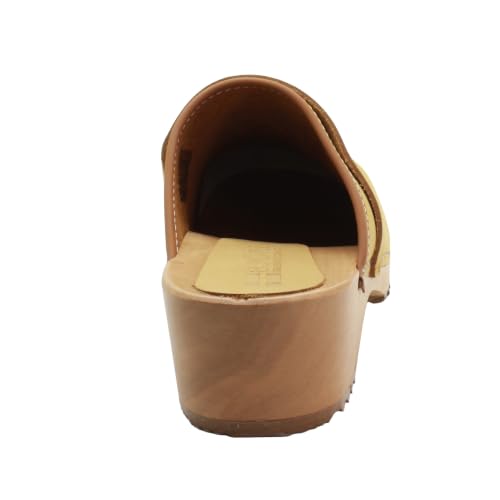 Image of Bjork Maja Wood Open Back Leather Clogs