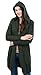 SAOL 100% Merino Wool Ladies Irish Classic Fit Long Cardigan with Hood (Army Green, Medium)