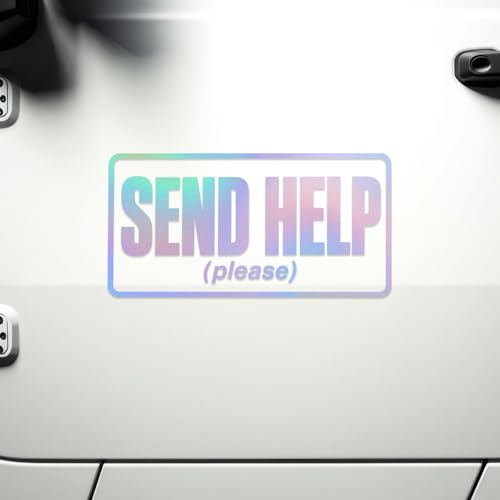 Image of 2Pcs - No Background - Waterproof Car Decal Sticker of Funny Sarcastic This is Fine Humor Chaos Meme Send Help Please Design for Car, Truck, Window, Laptop (Hologram 5.8'' x 3.0'') |VER100n111HO